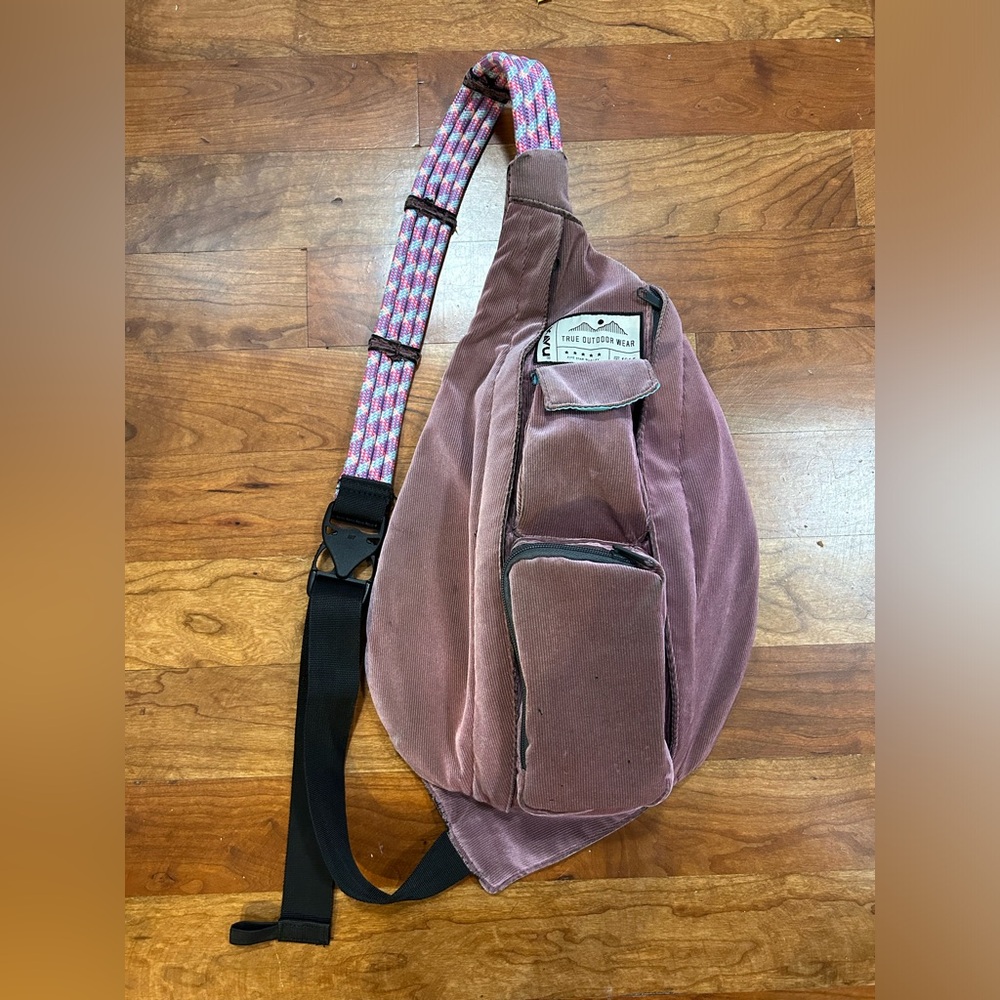 Used Kavu sling bag dusty rose color corduroy fabric